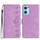 For OPPO Find X5 Lite Seven Butterflies Embossed Leather Phone Case(Purple) - 1