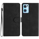 For OPPO Find X5 Lite Seven Butterflies Embossed Leather Phone Case(Black) - 1