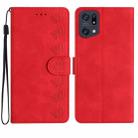 For OPPO Find X5 Pro Seven Butterflies Embossed Leather Phone Case(Red) - 1