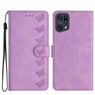 For OPPO Find X5 Pro Seven Butterflies Embossed Leather Phone Case(Purple) - 1