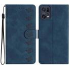For OPPO Find X5 Pro Seven Butterflies Embossed Leather Phone Case(Blue) - 1
