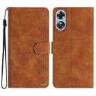 For OPPO A17 Seven Butterflies Embossed Leather Phone Case(Brown) - 1