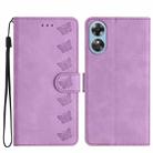 For OPPO A17 Seven Butterflies Embossed Leather Phone Case(Purple) - 1