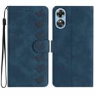 For OPPO A17 Seven Butterflies Embossed Leather Phone Case(Blue) - 1