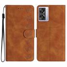 For OPPO A57 2022 Seven Butterflies Embossed Leather Phone Case(Brown) - 1