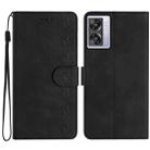 For OPPO A57 2022 Seven Butterflies Embossed Leather Phone Case(Black) - 1