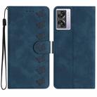 For OPPO A57 2022 Seven Butterflies Embossed Leather Phone Case(Blue) - 1