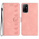 For OPPO A94 5G Seven Butterflies Embossed Leather Phone Case(Pink) - 1