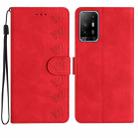 For OPPO A94 5G Seven Butterflies Embossed Leather Phone Case(Red) - 1