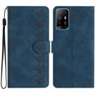 For OPPO A94 5G Seven Butterflies Embossed Leather Phone Case(Blue) - 1