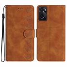 For OPPO A36 / A76 / A96 Seven Butterflies Embossed Leather Phone Case(Brown) - 1