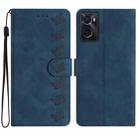 For OPPO A36 / A76 / A96 Seven Butterflies Embossed Leather Phone Case(Blue) - 1