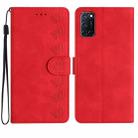 For OPPO A52 / A72 / A92 Seven Butterflies Embossed Leather Phone Case(Red) - 1