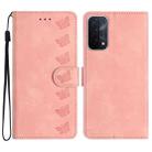 For OPPO A74 / A54 / A93 Seven Butterflies Embossed Leather Phone Case(Pink) - 1