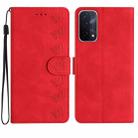 For OPPO A74 / A54 / A93 Seven Butterflies Embossed Leather Phone Case(Red) - 1