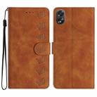 For OPPO A18 Seven Butterflies Embossed Leather Phone Case(Brown) - 1