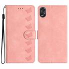 For OPPO A38 Seven Butterflies Embossed Leather Phone Case(Pink) - 1