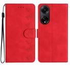 For OPPO A98 5G Seven Butterflies Embossed Leather Phone Case(Red) - 1