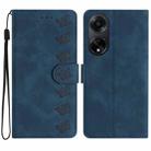 For OPPO A98 5G Seven Butterflies Embossed Leather Phone Case(Blue) - 1