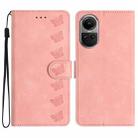 For OPPO Reno10 5G / Reno10 Pro 5G Global Seven Butterflies Embossed Leather Phone Case(Pink) - 1