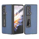 For Honor Magic Vs Carbon Fiber Texture Integrated Protective Phone Case with Holder(Light Blue) - 1