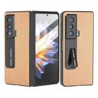 For Honor Magic Vs Carbon Fiber Texture Integrated Protective Phone Case with Holder(Gold) - 1
