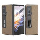 For Honor Magic Vs Integrated Genuine Leather Litchi Texture Phone Case with Holder(Grey) - 1