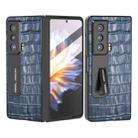 For Honor Magic Vs Integrated Crocodile Texture Genuine Leather Phone Case(Blue) - 1