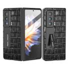 For Honor Magic Vs Integrated Crocodile Texture Genuine Leather Phone Case(Black) - 1