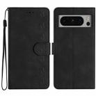 For Google Pixel 8 Pro Seven Butterflies Embossed Leather Phone Case(Black) - 1