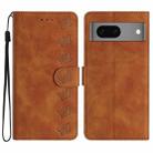 For Google Pixel 7 Seven Butterflies Embossed Leather Phone Case(Brown) - 1