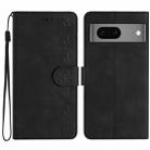 For Google Pixel 7 Seven Butterflies Embossed Leather Phone Case(Black) - 1