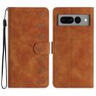 For Google Pixel 7 Pro Seven Butterflies Embossed Leather Phone Case(Brown) - 1