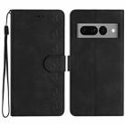 For Google Pixel 7 Pro Seven Butterflies Embossed Leather Phone Case(Black) - 1