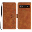 For Google Pixel 7a Seven Butterflies Embossed Leather Phone Case(Brown) - 1