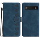 For Google Pixel 7a Seven Butterflies Embossed Leather Phone Case(Blue) - 1