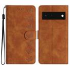 For Google Pixel 6 Seven Butterflies Embossed Leather Phone Case(Brown) - 1