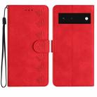 For Google Pixel 6 Seven Butterflies Embossed Leather Phone Case(Red) - 1