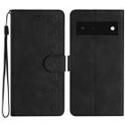 For Google Pixel 6 Seven Butterflies Embossed Leather Phone Case(Black) - 1