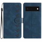 For Google Pixel 6 Seven Butterflies Embossed Leather Phone Case(Blue) - 1