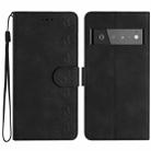 For Google Pixel 6 Pro Seven Butterflies Embossed Leather Phone Case(Black) - 1