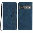 For Google Pixel 6 Pro Seven Butterflies Embossed Leather Phone Case(Blue) - 1