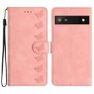 For Google Pixel 6a Seven Butterflies Embossed Leather Phone Case(Pink) - 1