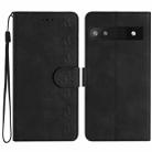 For Google Pixel 6a Seven Butterflies Embossed Leather Phone Case(Black) - 1