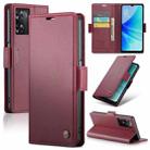 For OPPO A57 4G Global/A57s 4G Global CaseMe 023 Butterfly Buckle Litchi Texture RFID Anti-theft Leather Phone Case(Wine Red) - 1