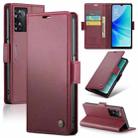 For OPPO A77 4G Global / A57e 4G CaseMe 023 Butterfly Buckle Litchi Texture RFID Anti-theft Leather Phone Case(Wine Red) - 1