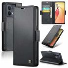 For OPPO Reno8 Pro 5G Global CaseMe 023 Butterfly Buckle Litchi Texture RFID Anti-theft Leather Phone Case(Black) - 1