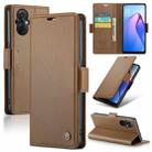 For OPPO Reno8 Lite Global CaseMe 023 Butterfly Buckle Litchi Texture RFID Anti-theft Leather Phone Case(Brown) - 1