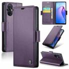 For OPPO Reno8 Lite Global CaseMe 023 Butterfly Buckle Litchi Texture RFID Anti-theft Leather Phone Case(Pearly Purple) - 1