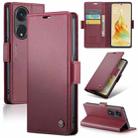 For OPPO Reno8 T 5G/A1 Pro 5G CaseMe 023 Butterfly Buckle Litchi Texture RFID Anti-theft Leather Phone Case(Wine Red) - 1